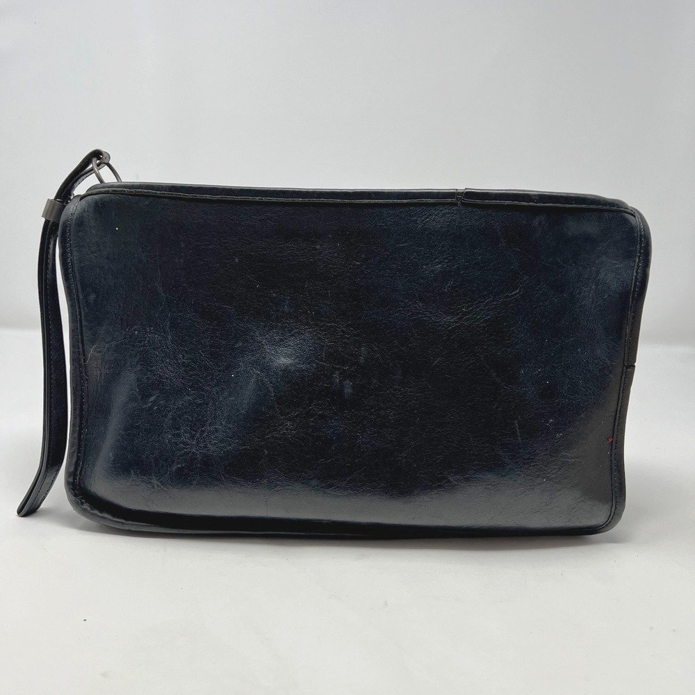 Vintage 1970s Coach Basic Bag 9455 Zippered Clutch Black Made in NYC DISTRESSED*